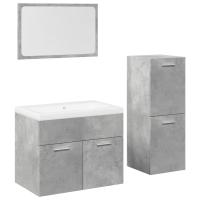 vidaXL Juego muebles de baño 4 pzas madera contrachapada gris hormigón - details 1