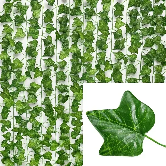 Guirnalda De Hojas De Iva Artificial Para Decoración De Jardín Boda Fiesta Y Hogar Planta Falsa De Vine En Rattan - 1