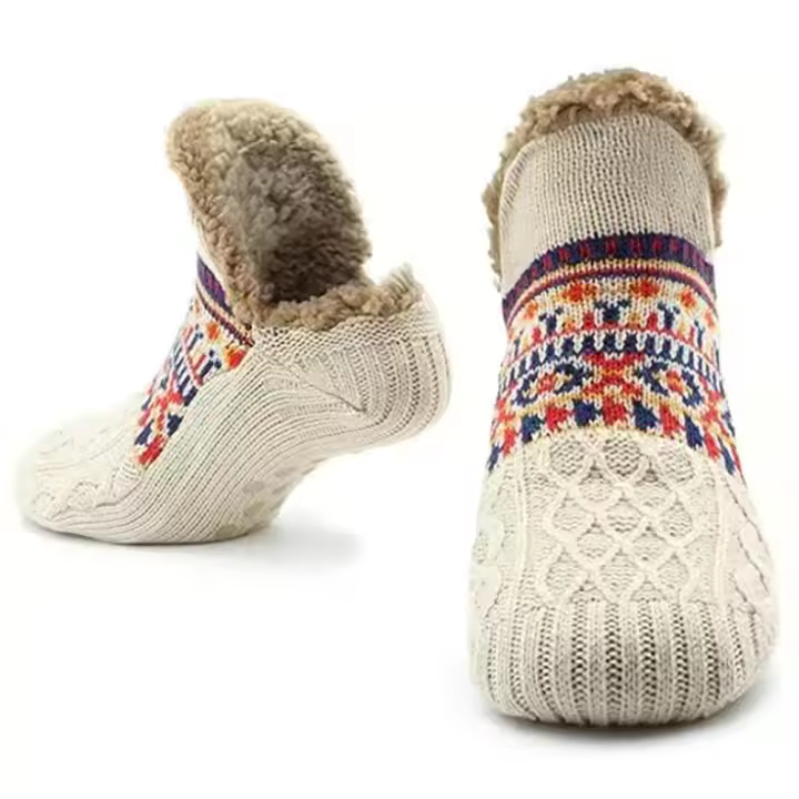 Pareja De Calcetines Y Pantuflas Interiores Para Hombres Y Mujeres Calor Fuzzy Invierno Domicilio Hogar Gruesos Térmicos Para Navidad - 1