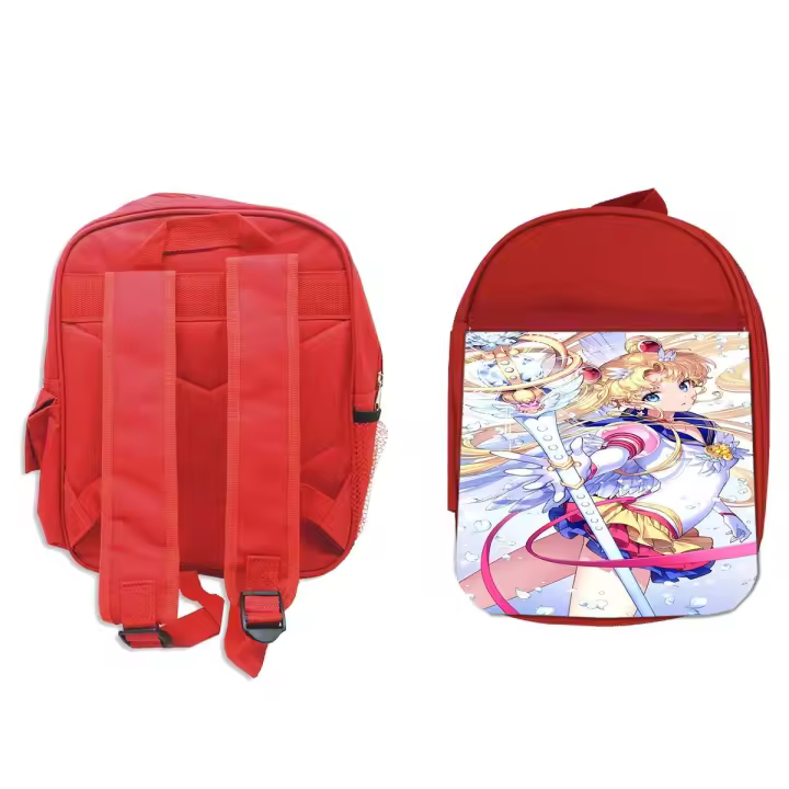 MERCHANDMANIA Pack Mochila Roja y Estuche Sailor moon guerrero luna bunny tsukino dibujos school material - 1