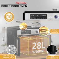 CHEF-O-MATIC  Horno freidora XXL Doble Puerta, 12 funciones en 1, 28L , Mini Horno con Convección 1700 W, Ahorro energético con tecnología Air Cycling, 1700W, Sin precalentamiento, Horno de Aire Caliente - details 0