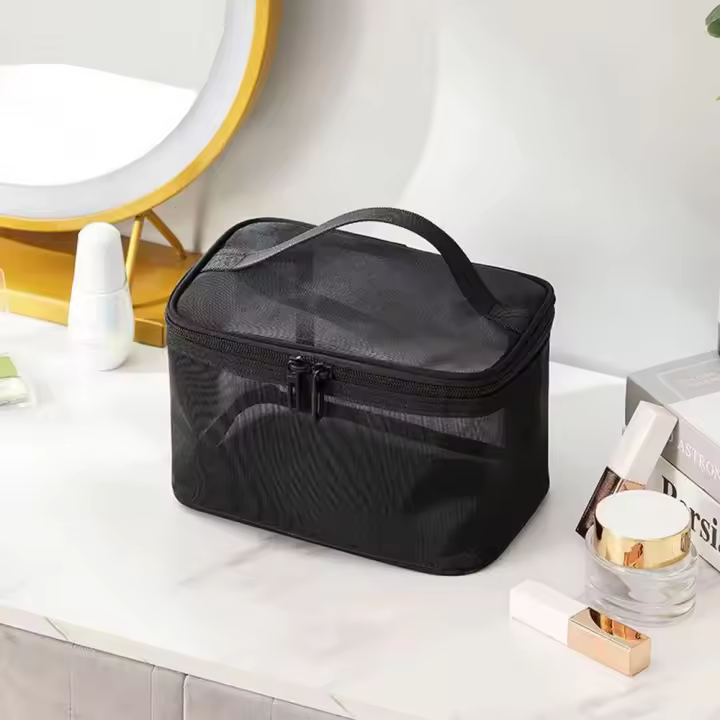 Bolso De Viaje Para Maquillaje Y Artículos De Higiene Personal De Mujer Organizador Transparente De Malla PVC Con Cierre De Cremallera - 1