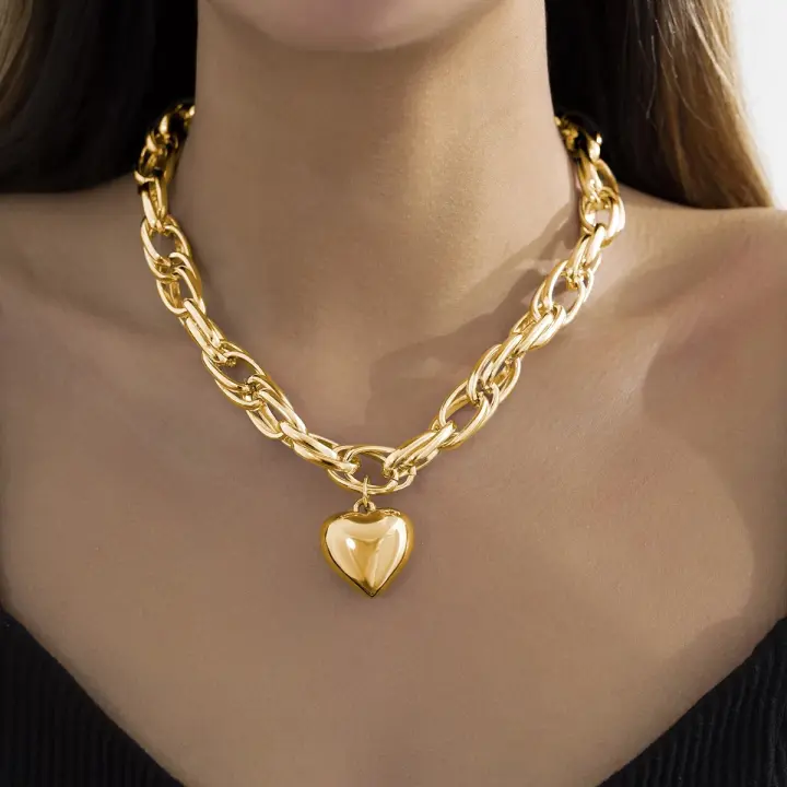 Collar Gótico Ingemark Para Mujer Cadena Gruesa Torcida Con Colgante De Bola Vintage Joyería Grunge Estilo Steampunk - 1