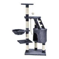 COTTECOTA- Árbol para Gato Torre de Escalada 120cm Gris Azulado y Beige Estable Rascador con Nidos, Hamaca, Plataformas, Juguete para Gatos, Poste De Rascar De Sisal Natural 0157 - details 0