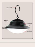 Lámpara De Camping Recargable 3 Modos Con Batería 18650 Retro Portátil Para Emergencias Al Aire Libre Y Iluminación De Tienda De Camping Con Gancho - details 6