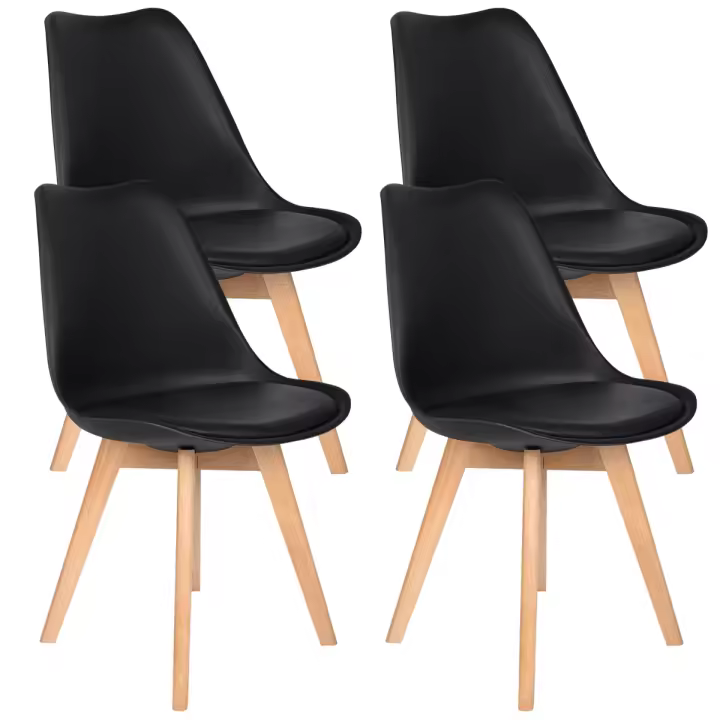 T-Lovendo Pack de 4 Sillas Comedor Nórdico de Madera de Haya y Asiento Acolchado - 1