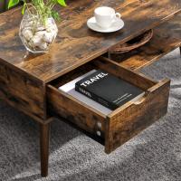 Mesa de Café con Cajón y Compartimento Abierto - 100x50x45 cm, Patas Elegantes, Ideal para Sala de Estar y Comedor, Marrón Rústico - details 5
