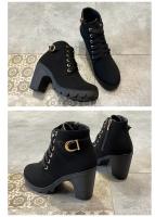 Botas De Tacón Alto Para Mujer Primavera Otoño Invierno Calidad Superior Botines Con Cordones Europeas Zapatos De Mujer PU Suela De Goma Tacón Alto Plataforma - details 11