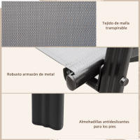 Outsunny Juego de 4 Sillas de Jardín Exterior Sillas Terraza Exterior Apilables Sillón de Comedor con Tela Transpirable Marco de Metal Reposabrazos y Respaldo 54x75,5x95 cm Gris Oscuro - details 2