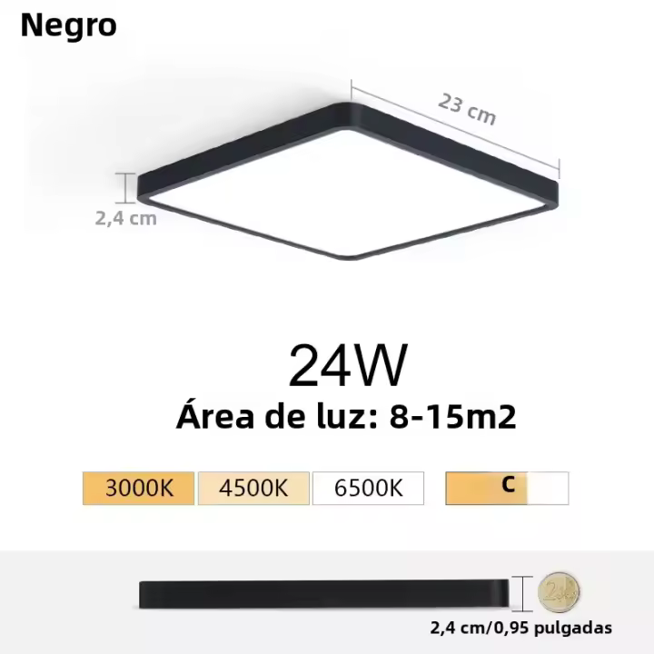 Luz De Techo Cuadrada Ultrafina 2.4cm 24W 36W 110V 220V Con Patrón De Madera Para Decoración De Habitaciones Dormitorio Sala De Estar Cocina - 1