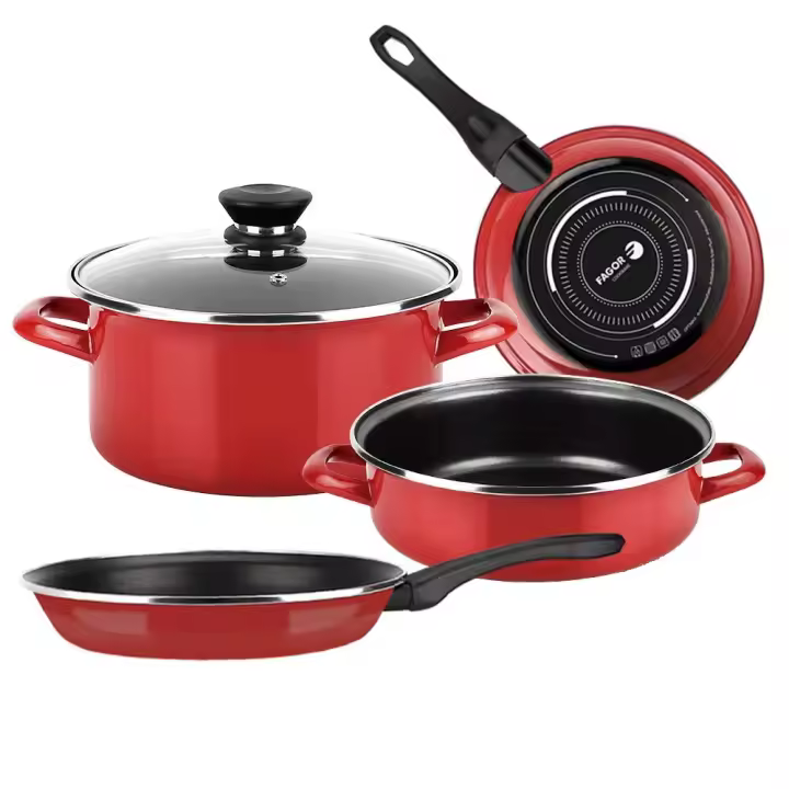 Fagor Optimax - Bateria Cocina 5 Piezas, Acero Esmaltado, Antiadherente Bicapa, Libre de PFOA, Todo Tipo de Cocinas, Inducción, Diseño Ergonómico - 1