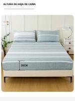 Juego De Sábanas Fitted Con Estampado Rayado De 3 Piezas - Suave Y Transpirable - Incluye 1 Sábana Fitted Y 2 Fundas Para Cojines Para Un Sueño Cómodo - details 8