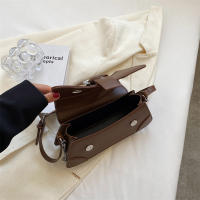 Bolso De Hombro PU Cuero Pequeño Para Mujer Color Sólido Con Cadena Vintage Lujo Monedero Bandolera De Moda Para Dama - details 22