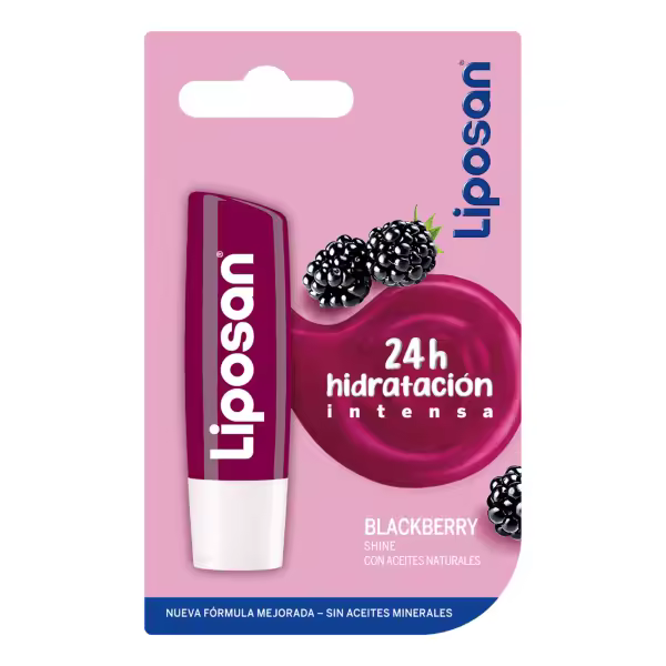 LIPOSAN Bálsamo labial Blackberry shine con aroma de mora 24 h blister 1 unidad【ROUA】 - 1