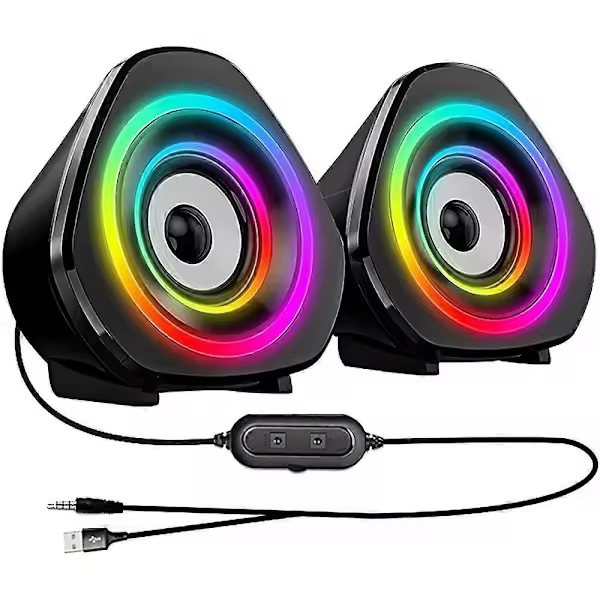 Altavoz para computadora, PC, escritorio, portátil, luz RGB, alimentación USB, control de volumen para PC, portátiles y computadoras de escritorio. - 1