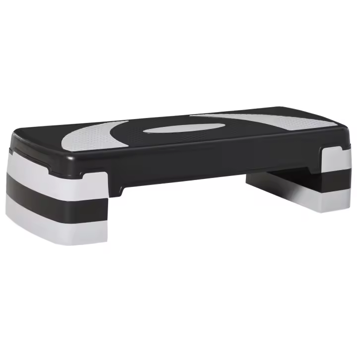 HOMCOM Step de Aeróbic Stepper para Fitness con Altura Regulable 3 Niveles de 10/15/20 cm para Deporte y Ejercicio en Casa Gimnasia Carga 150 kg 80x31x20 cm Negro - 1