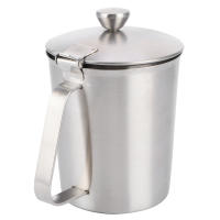 Taza de café con leche espesa de acero inoxidable 304, taza medidora, jarra para espumar leche con tapa de escala, 500 ml con tapa - details 1