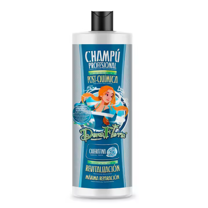 Dona Flora Champú Post-Quimica 1000ml - Cabellos dañados, ideal para reparaciones térmicas y post-químicas - Vendido por Beauty World Distributor - 1