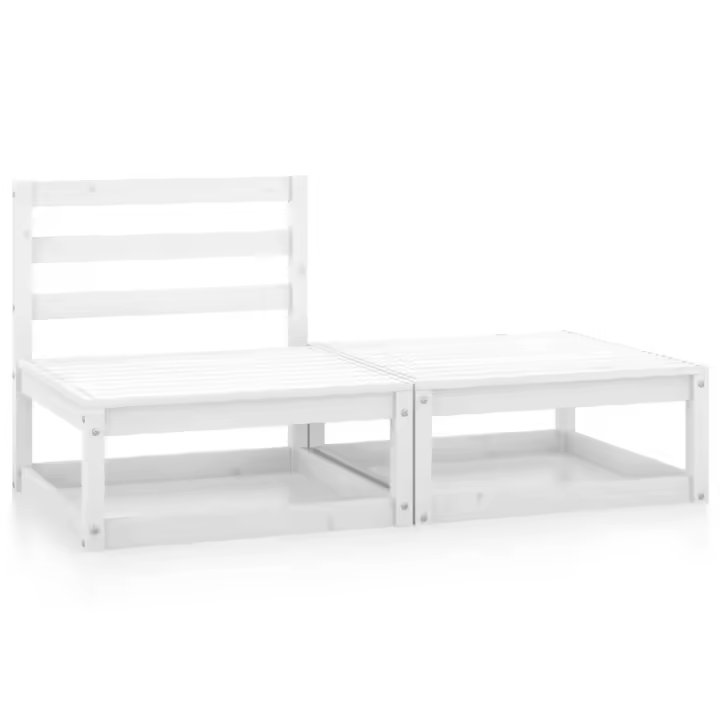 vidaXL Juego de muebles de jardín 2 piezas madera maciza de pino en color Natural/Blanco | almacenamiento funcional diseño moderno para baño dormitorio sala - 1