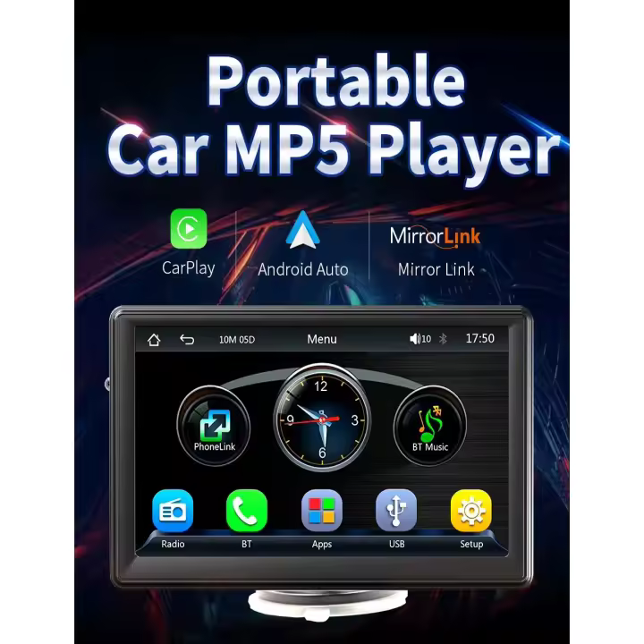 Reproductor Multimedia para Coche con Pantalla Táctil de 7 Pulgadas HD IPS - GPS Integrado, Bluetooth Dual, Control por Voz, Compatible con MP5 y CarPlay Inalámbrico - Ideal para Todos los Vehículos - 1
