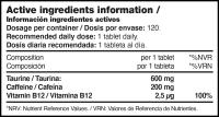 Perfect Nutrition - Cafeina + Taurina - 120 tabletas - details 1