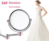 Espejo de baño de pared con aumento de 3x, espejo de belleza retráctil y plegable para baño, espejo de tocador de afeitado redondo de doble cara para spa y hotel en casa, 8 pulgadas - details 3