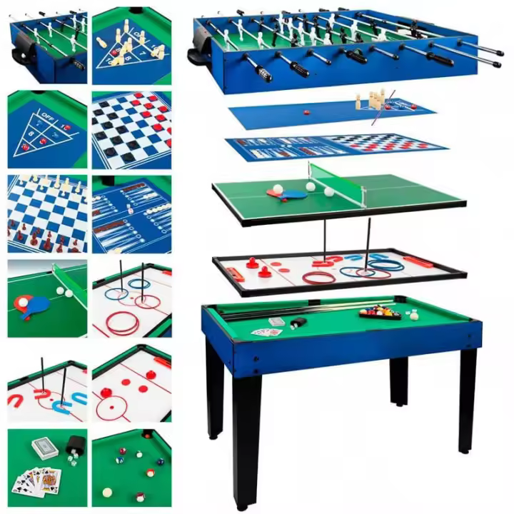 Color Baby Mesa Multijuegos CB Games 12 en 1 +6A Negro/azul 69x104x57,5 Cm - Juegos de Mesa para Toda la Familia - 1