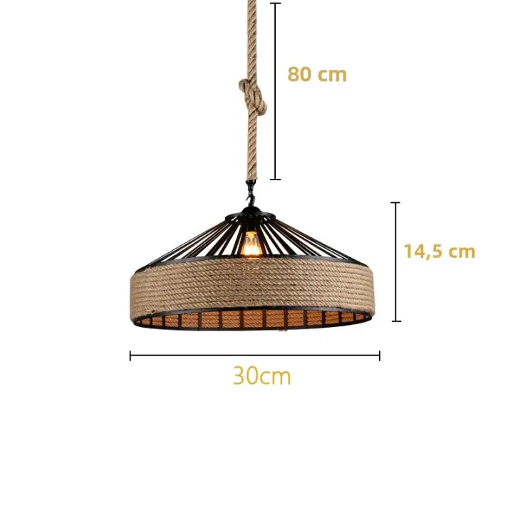 Lámpara Colgante De Hemp Clásica Para Techo Lámpara De Luces Antigua Y Retro Industrial De Hierro Para Comedor - 1