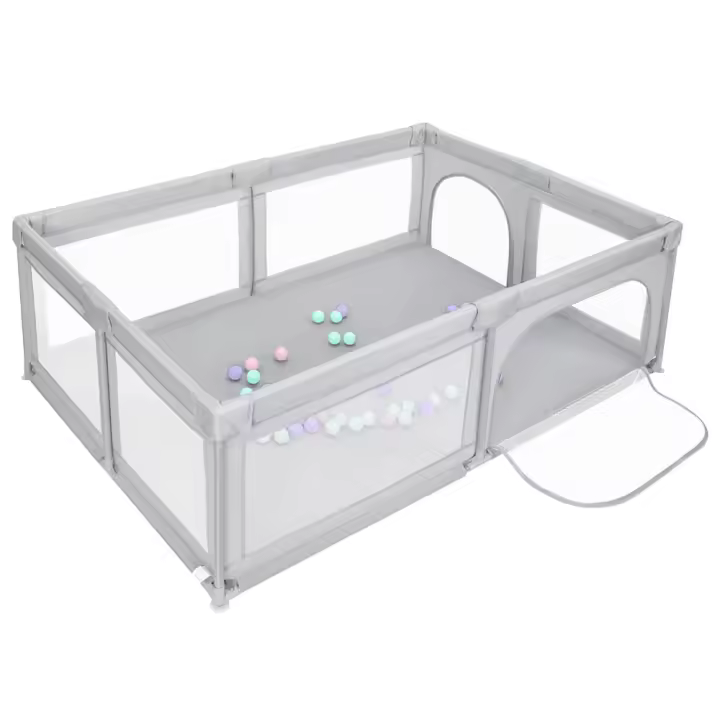 Corralito 205*147*66cm con 50 bolas con rejilla protectora de malla transpirable set bebé - 1