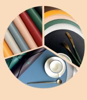 Juego De Tapetes Redondos Para Mesa De Café En Cuero Sintético Negro Lujo Accesorios Para Cocina Decoración Navideña Estilo Americano - details 0