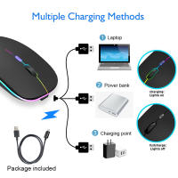 Ratón Inalámbrico Bluetooth 2.4Ghz Recargable Silencioso Con Iluminación LED USB Para Gaming 1600DPI Ratón Para PC Laptop - details 5