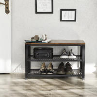 Banco zapatero con asiento y 3 niveles, estantería para zapatos con marco de metal, ideal para entrada, sala de estar y pasillo, 73x30x45 cm - details 12