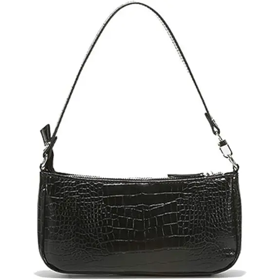Bolso de mano estilo clutch clásico retro with Cierres de Cremallera para Mujer (Negro) - 1