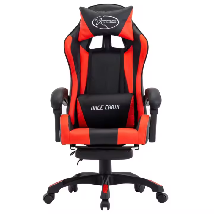 Silla Gaming Con reposapiés Cuero sintético Rojo y Negro - 1