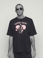 Camiseta siempre juntos negra y rosa de Aire Retro. Camiseta de algodón y corte recto, con la icónica imagen de la marca de las dos calaveras - details 3