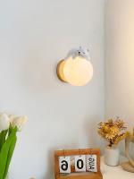 Lámpara De Pared Moderna Creativa Oso Dormido Luna Ambiente Nocturno Para Habitación De Niños Y Niñas Lámpara De Noche Incluida Fuente De Alimentación AC Material Resina Y Madera - details 5
