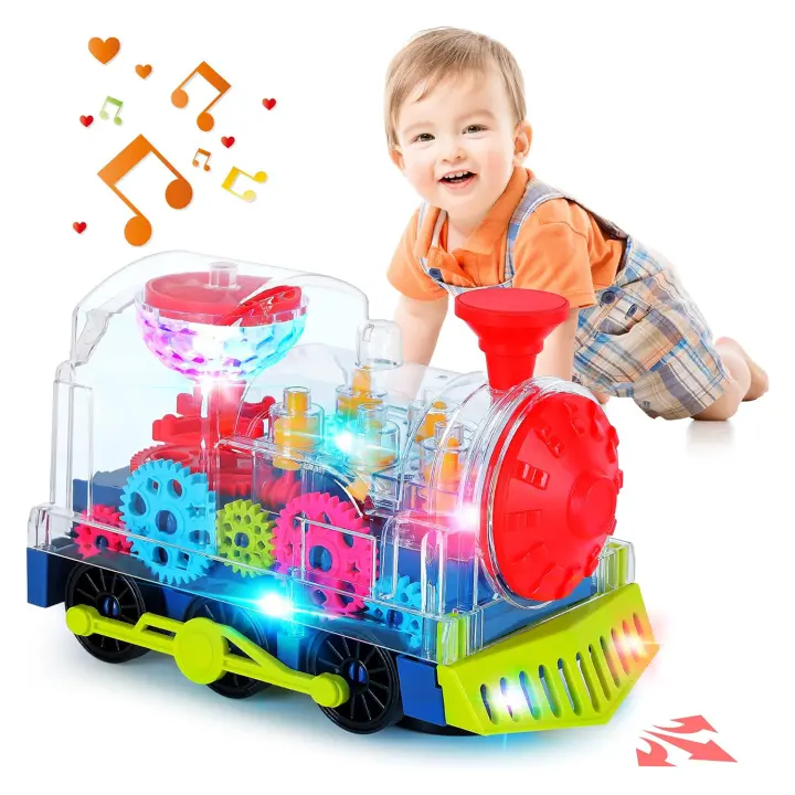 Juguete De Tren Eléctrico Para Niños Transparente Con Luz Y Música Juguete Educativo Temprano Tren Luminoso Para Niños - 1