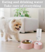 Tazón Para Gatos 2 En 1 Con Dispensador De Agua Y Alimento Almacenamiento Automático Contenedor De Alimento Con Agua Para Mascotas Perros Y Gatos Material De Acero Inoxidable - details 0