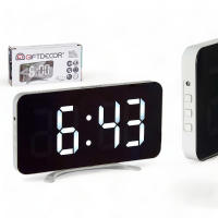 Reloj Digital de Mesa con Efecto Espejo GIFT DECOR (Blanco)  Toque de Originalidad con Efecto Espejo  LED Táctil  Funciones: Reloj, Alarma, Espejo  Medidas: 15,7 x 7,7 x 1,5 cm  Color: Blanco - details 0