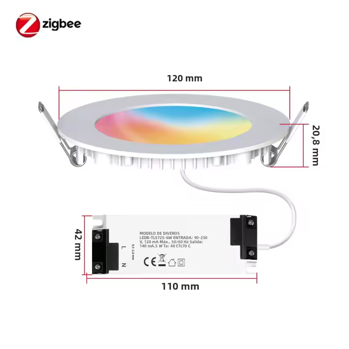 MoesHouse Downlight ZigBee 6W RGB Cambio De Luz Caliente Fría Compatible Con Alexa Google Home Control Remoto Tuya Luz LED Inteligente - 1