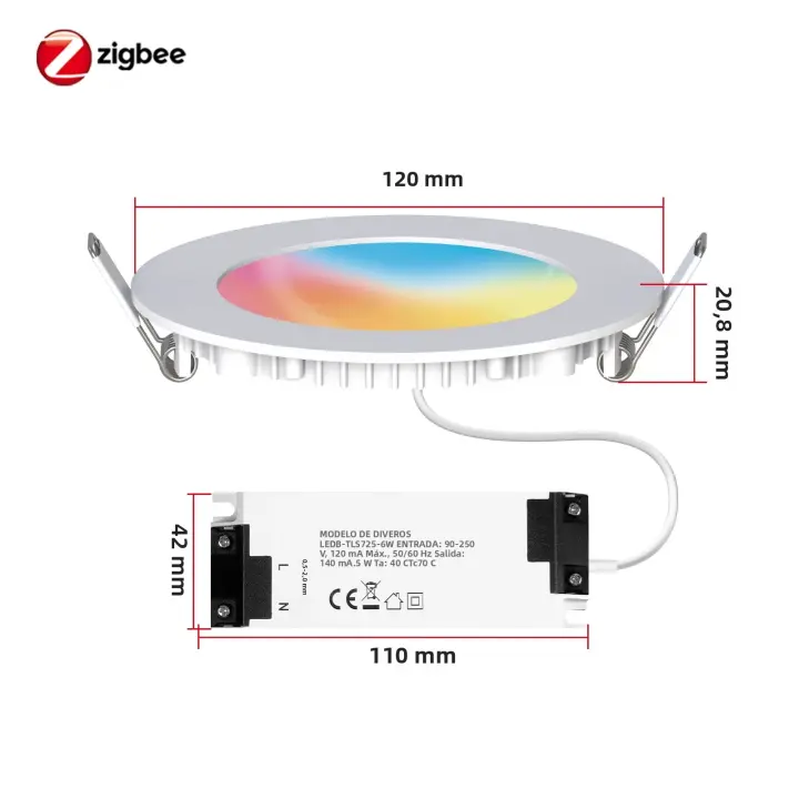 MoesHouse Downlight ZigBee 6W RGB Cambio De Luz Caliente Fría Compatible Con Alexa Google Home Control Remoto Tuya Luz LED Inteligente - 1
