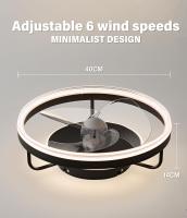 Ventilador de Techo With Iluminación LED Regulable, 40CM 26W, 6 Velocidades, Para Dormitorio, Cocina y Coque - details 3