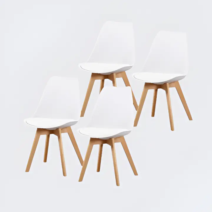 Pack de 4 sillas Fina - Patas de Madera - Estilo nórdico -  Varios colores disponibles. - 1