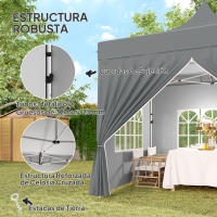Outsunny Carpa Plegable Pop-up Gazebo 3x3 m Cenador Plegable con 4 Paredes Laterales Anti-UV Altura Ajustable Marco Metálico Robusta y Bolsa de Transporte para Camping Fiestas Gris - details 3