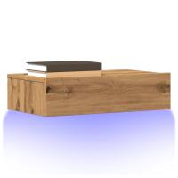 vidaXL Mueble de TV con luces LED 60x35x15,5 cm en color Roble artisan/Madera antigua | almacenamiento funcional diseño moderno para baño dormitorio sala - details 0