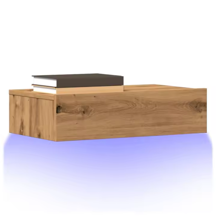 vidaXL Mueble de TV con luces LED 60x35x15,5 cm en color Roble artisan/Madera antigua | almacenamiento funcional diseño moderno para baño dormitorio sala - 1