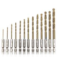 Juego De 13 Piezas De Brocas De Tornillo Hexagonal Platinadas Con Cabezal De Titánio Para Amoladora Eléctrica 1.5-6.5mm Herramienta De Perforación Y Reamado Para Madera - details 0
