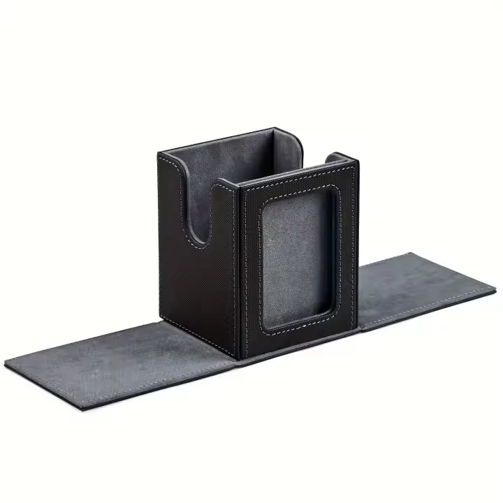 Caja De Cartas MTG Con Ventana De Exhibición Caja De Almacenamiento Para Cartas De Juego TCG Capacidad Para 120+ Cartas Envolvidas En PU Cuero - 1