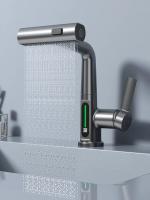 Grifo De Baño Con Pantalla Digital De Temperatura Regulador De Agua Caliente Y Fría Torneado De Latón Cerámica Para Lavabo - details 5