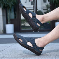 Sandalias De Verano Hechas a Mano Para Hombre Zapatos De Cuero Transpirables Antideslizantes Para Playa Y Exteriores Moda Casual Talla Verdadera - details 25